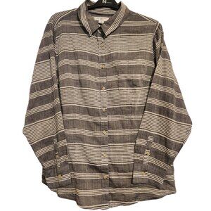 Liz Claiborne Woman Gray and White Stripe Blouse Size 2X